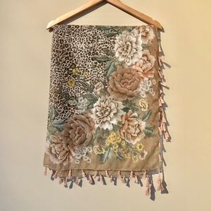 Tassel floral scarf